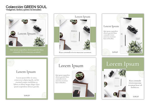 Plantillas colección GREEN SOUL para cuenta de instagram